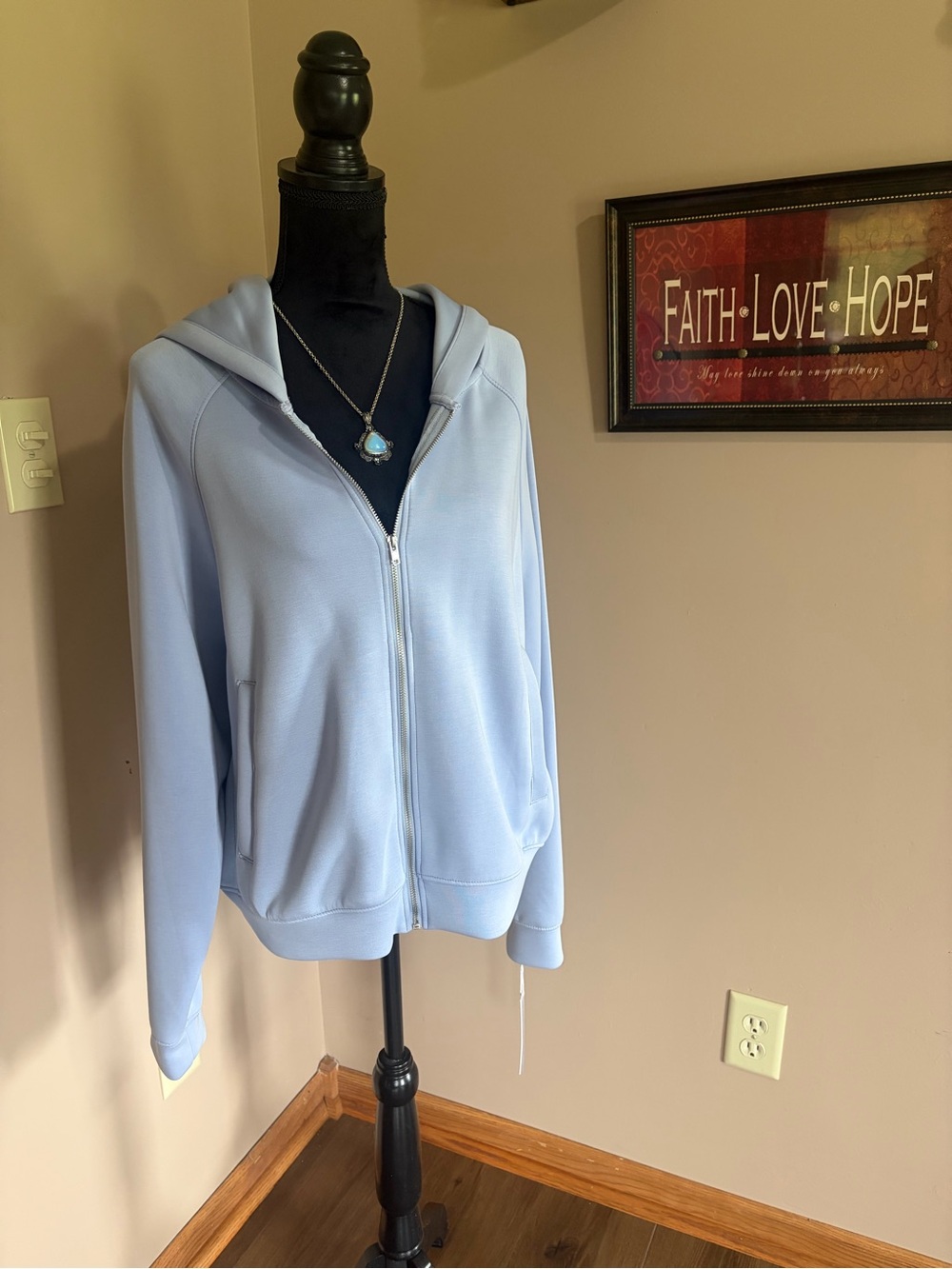 Light Blue Women's Zip-Up Hoodie Sweatshirt - Casual Hooded Jacket